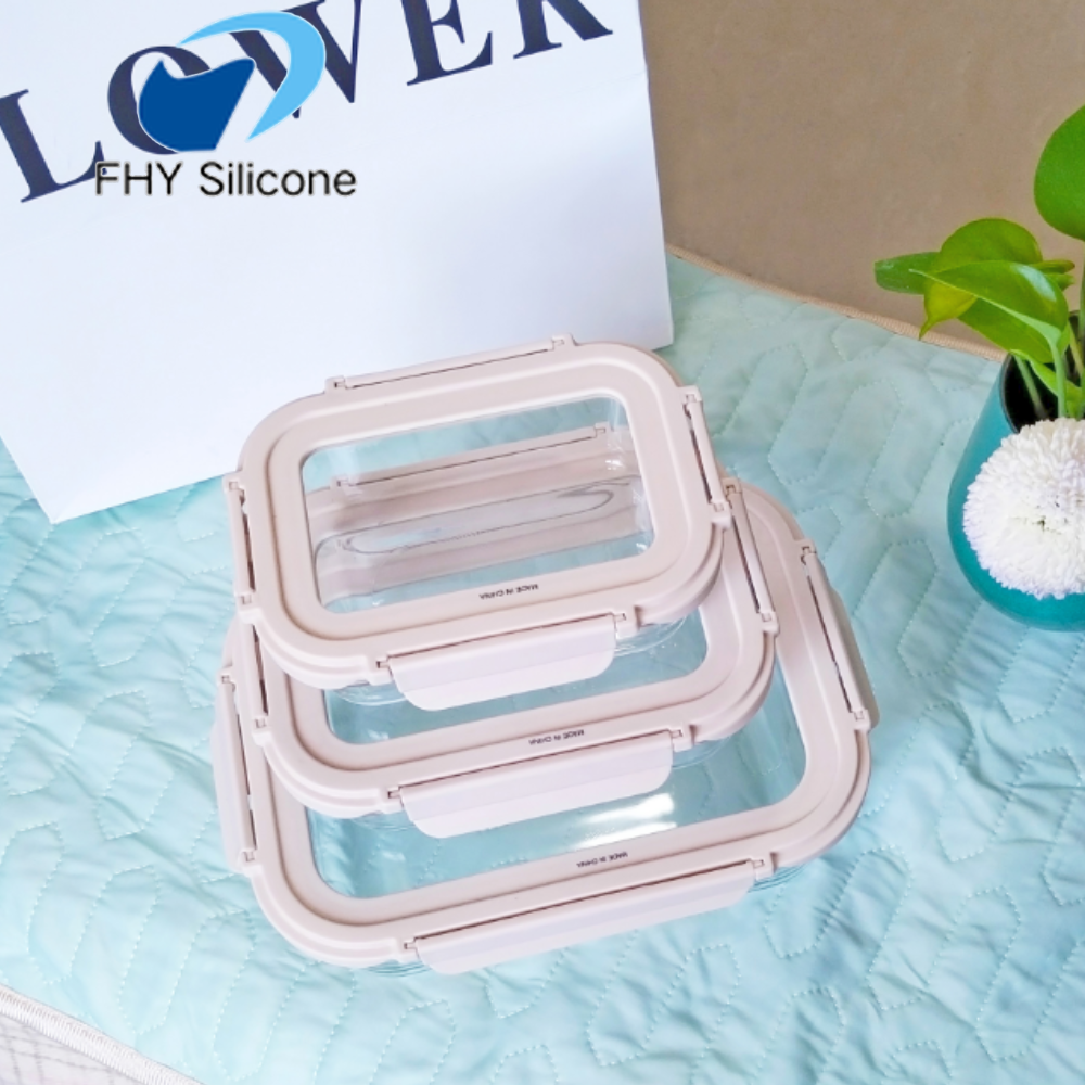 Custom High Borosilicate Glass Food Storage Container with Silicone Sealing Lid - Image 5