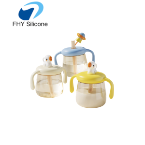 Custom PPSU Baby Cartoon Milk Cup with Silicone Straw and Character Design