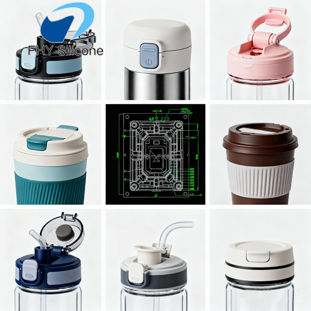 Integrated LSR Overmold Lid One-Piece Silicone Overmolded Water Bottle and Thermos Cup Lid - Image 3
