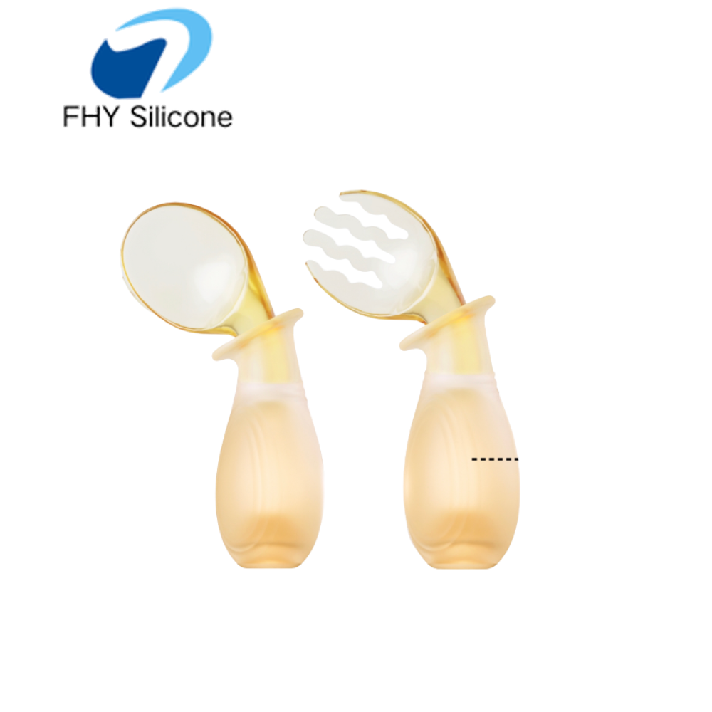 PPSU Baby Training Fork and Spoon Set with Air-Cushion Grip Handle — изображение 5