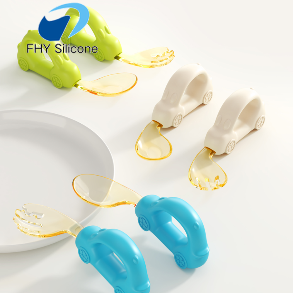 PPSU Baby Training Fork and Spoon Set with Air-Cushion Grip Handle — изображение 7