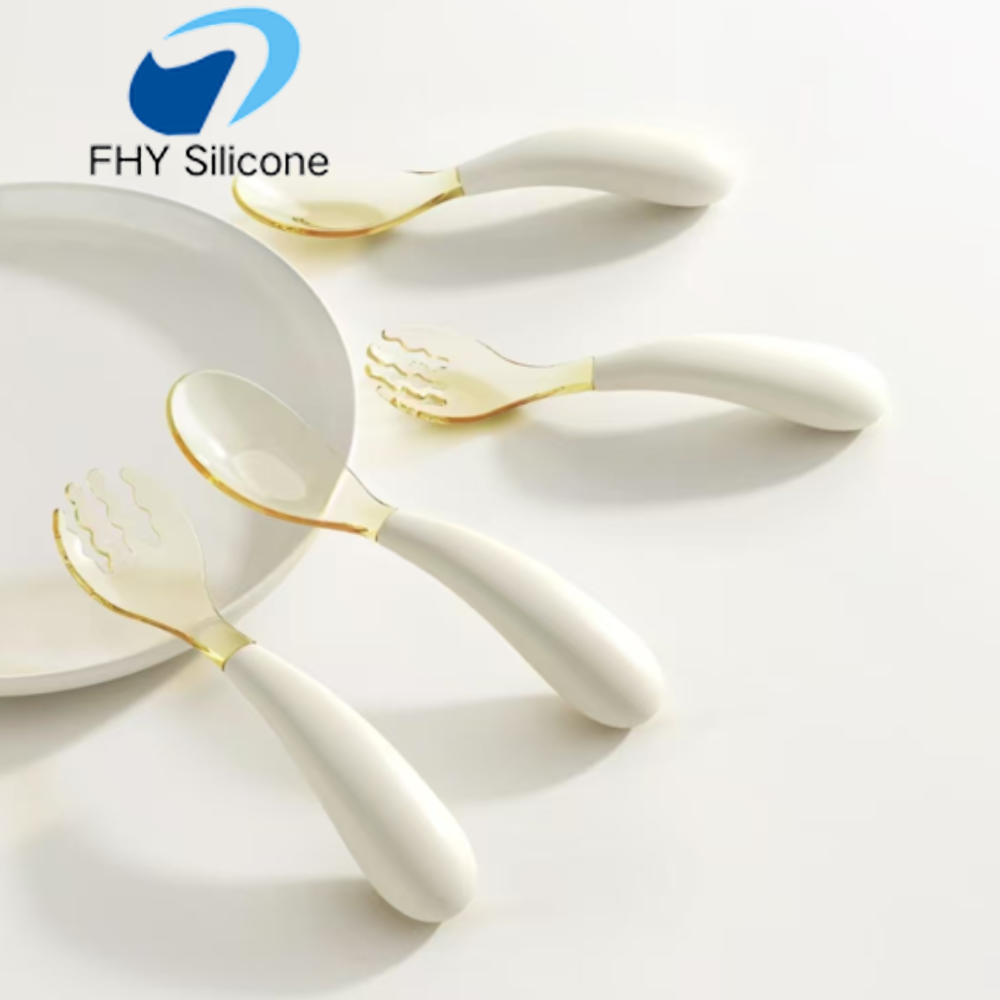 PPSU Baby Training Fork and Spoon Set with Air-Cushion Grip Handle — изображение 8