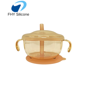PPSU Straw Complementary Feeding Bowl with Lid and Suction Base