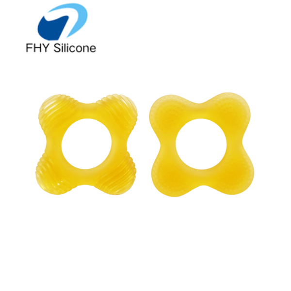 Mordedor de silicona con forma de trébol de cuatro hojas: juguete de dentición para bebés apto para uso alimentario, ideal para aliviar las encías y fomentar el desarrollo sensorial
