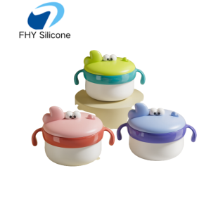 Silicone Insulated Baby Feeding Bowl with Lid and Handles