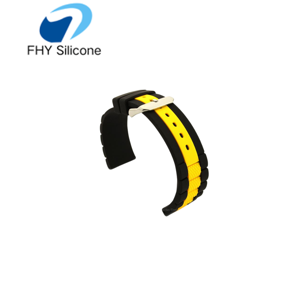 Two Color Silicone Watch Band Custom Molded Dual Tone Smartwatch Strap OEM Manufacturer - Image 3