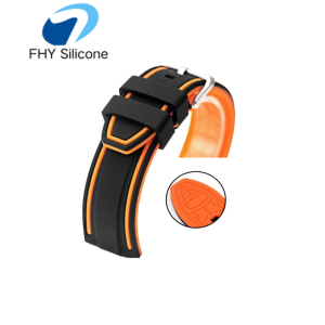 Two Color Silicone Watch Band Custom Molded Dual Tone Smartwatch Strap OEM Manufacturer
