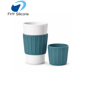 Custom Silicone Coffee Mug Sleeve Heat Resistant Reusable Anti-Slip Cup Grip for Coffee Cups, Glass Cups and Travel Mugs