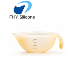 Custom Silicone Baby Food Mixing Bowl with Measuring Scale, Easy-Pour Spout and Handle