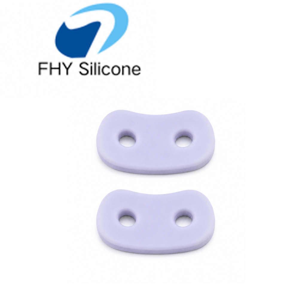 Custom Double-Hole Curved Silicone Gasket Pad – Shock-Absorbing Mounting Spacer for Curved Surfaces