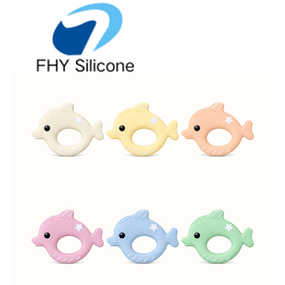 Silicone Dolphin Baby Teether with Textured Surface and Easy-Grip Handle - Image 2