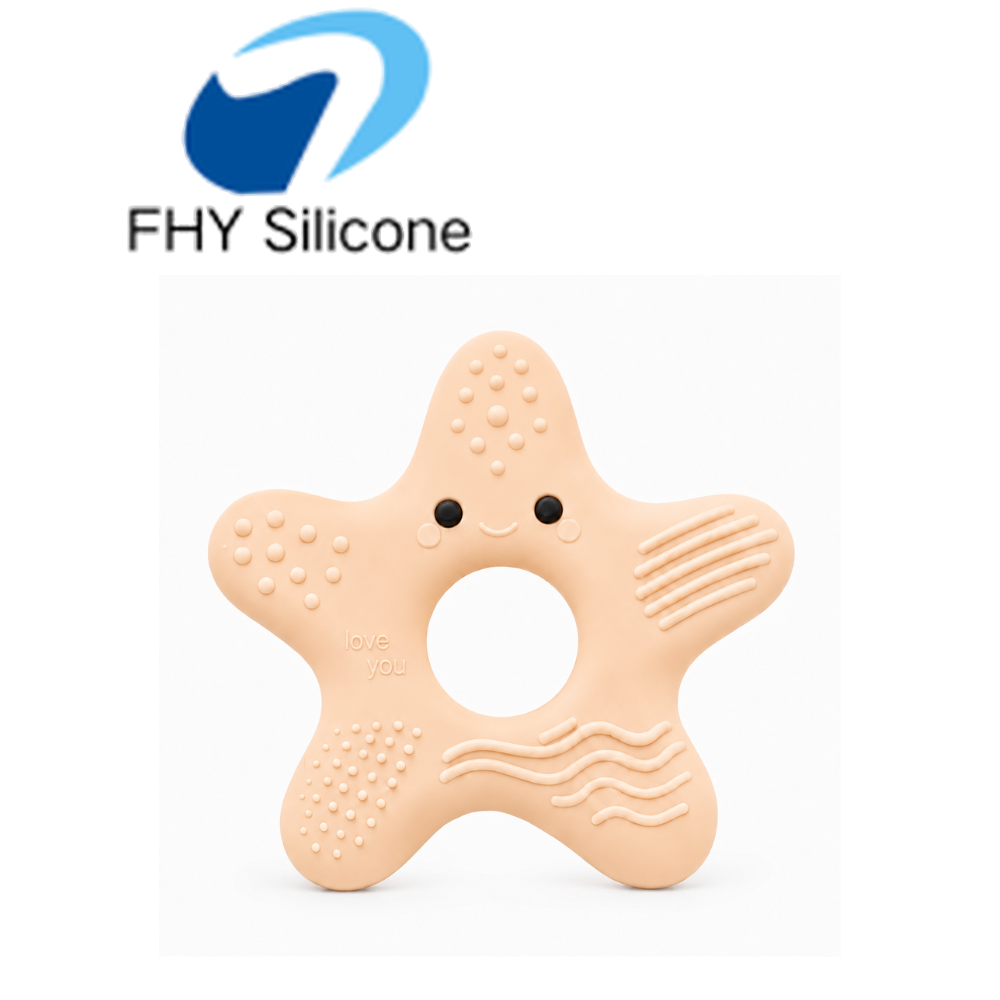 Silicone Starfish Baby Teether with Multi-Texture Surface and Easy-Grip Handle