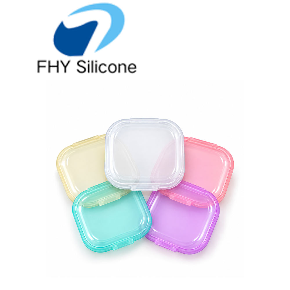 Transparent Square Storage Box with Colorful Lid for Small Accessories - Image 2
